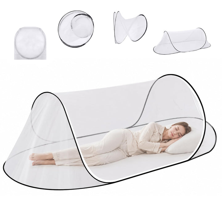 Moskitonetz Bett 200 x 80 x 56 cm, Faltbares Mückennetz für Einzelbett, Reise Camping Insektennetz S