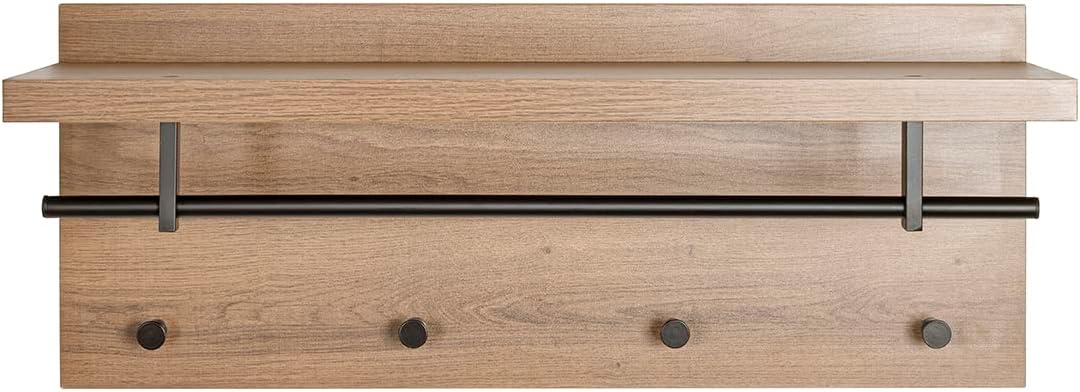 HAKU Möbel Wandgarderobe, eiche, schwarz, 75 x 26 x H 30
