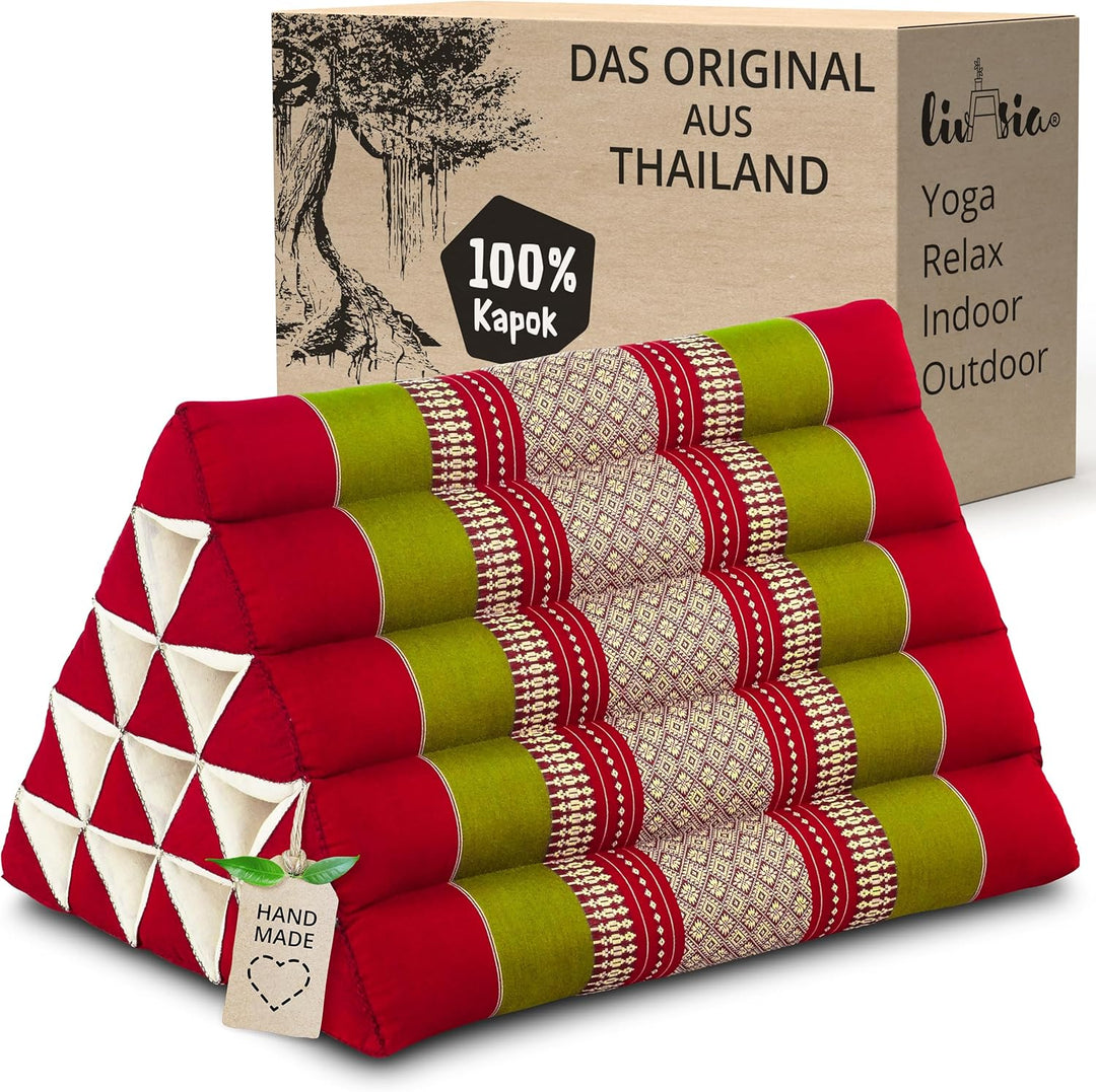 livasia Rückenstützkissen extrahoch, Dreieckskissen für Garten und Balkon, Keilkissen mit Kapok, Lag