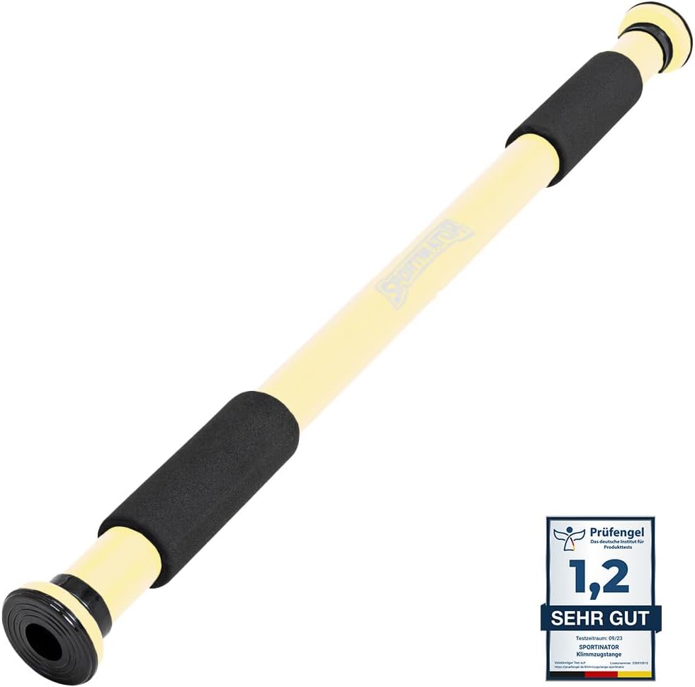 SPORTINATOR® Klimmzugstange zum Einspannen im Türrahmen, für dein Home-Gym. Länge 60–102 cm, kompakt