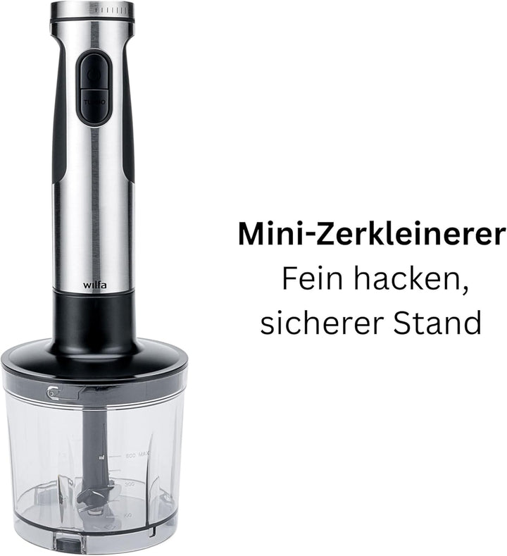 Wilfa FUSION 1500 Stabmixer - 3in1 Mixer, Schneebesen und Zerkleinerer - Zerkratzt keine Töpfe, Pfan