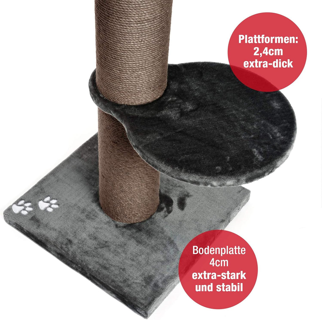 JAMAXX Premium 155cm XXL Kratzbaum für grosse schwere Katzen 20cm extra-starker Stamm, 4cm Starke Bo