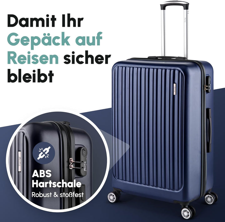 Easy Move Koffer Gross XL 74x50x29cm - Stabiler Hartschalenkoffer Reisekoffer mit 4 Rollen 360° leis
