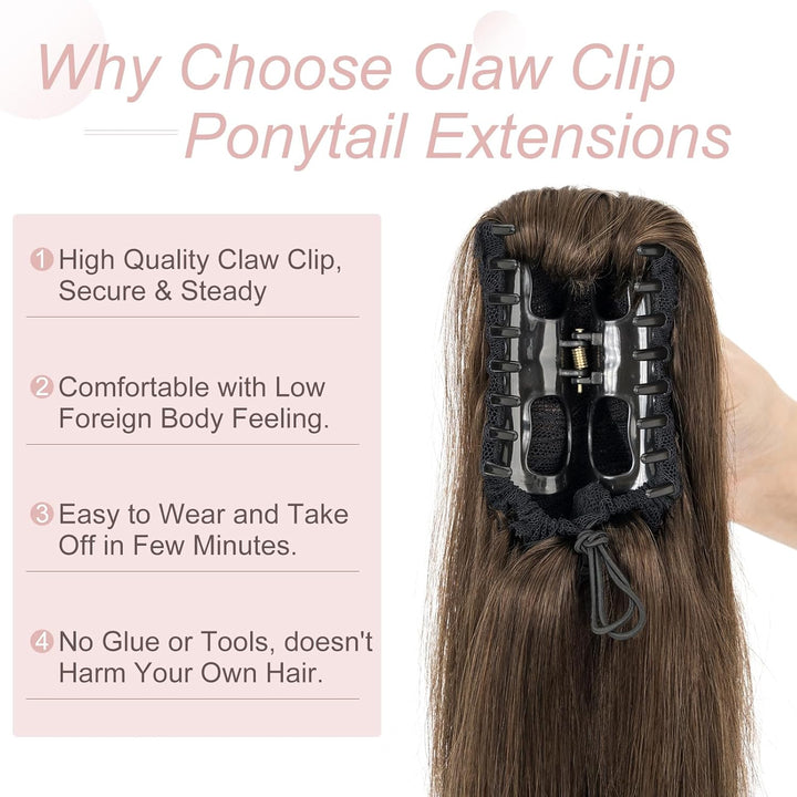 Haarteile Echthaar Ponytail Extension Clip in Pferdeschwanz Extensions Echthaar Glatt Zopf Haarverlä