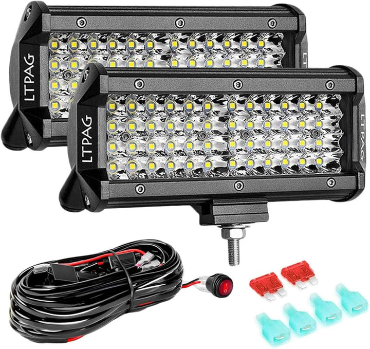 LTPAG 2 x 288W Scheinwerfer LED Zusatzscheinwerfer, 7" 28800LM Arbeitsscheinwerfer Auto 12V 24V LED