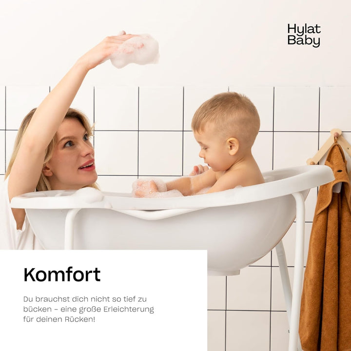 Hylat Baby Friends Grau Babywanne mit Gestell und Badewannenstöpsel - TÜV Rheinland zertifiziert - S