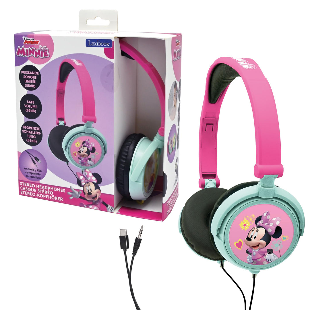 Lexibook Disney Junior Minnie Maus Stereokopfhörer, kinderfreundliche Kraft, faltbar und einstellbar