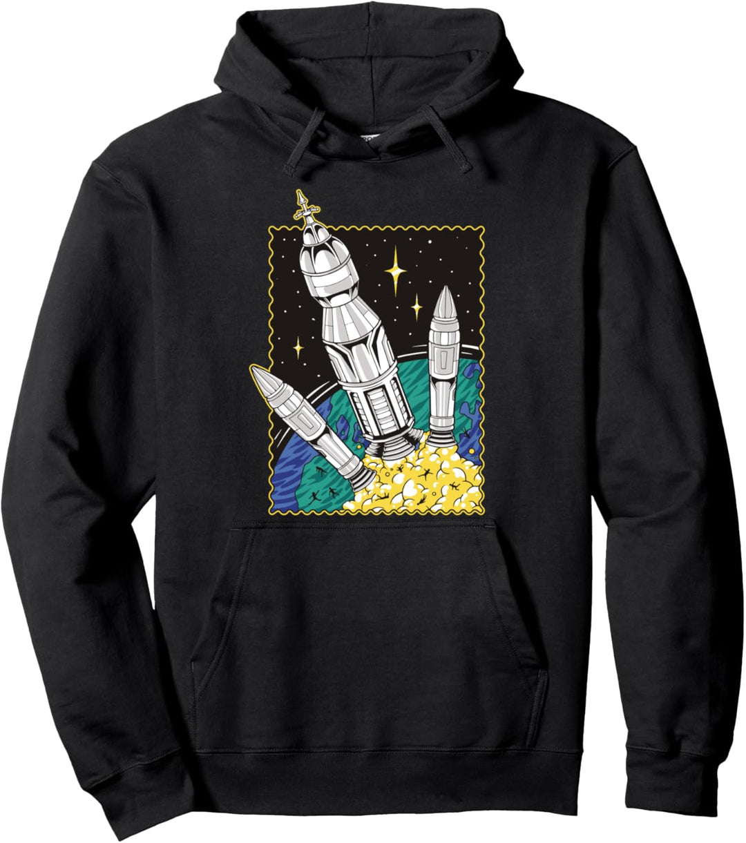 Space Rocket Raumschiff Sterne Pullover Hoodie