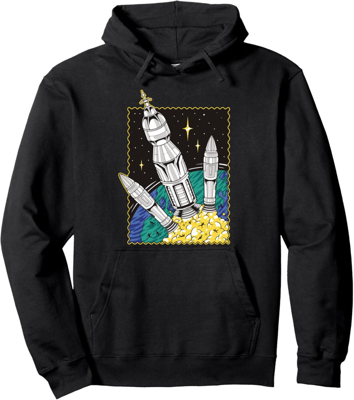 Space Rocket Raumschiff Sterne Pullover Hoodie