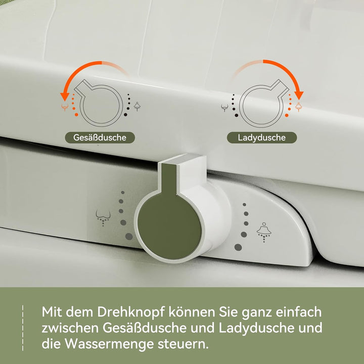 Dusch WC Sitz mit Bidet Funktion, Bidet Aufsatz für Toilette ohne Stromanschluss, Toilettendeckel mi