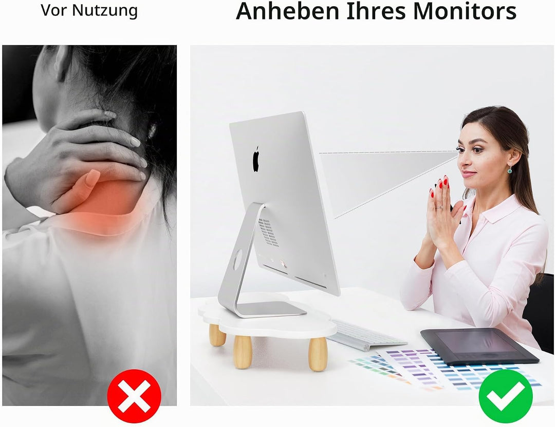 Monitorständer, Wolkenform, stabiles Holz, Computer-Monitor-Ständer, Mehrzweck-Ständer, Desktop-Orga