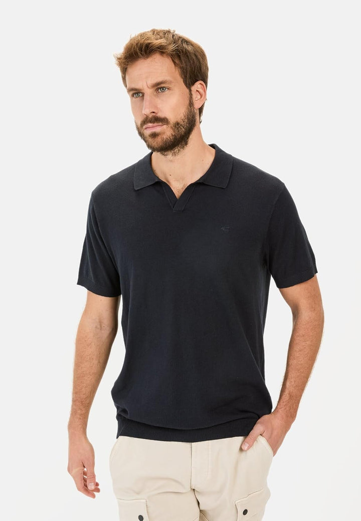camel active Herren Piqué Poloshirt aus Reiner Baumwolle S Dunkelblau, S Dunkelblau