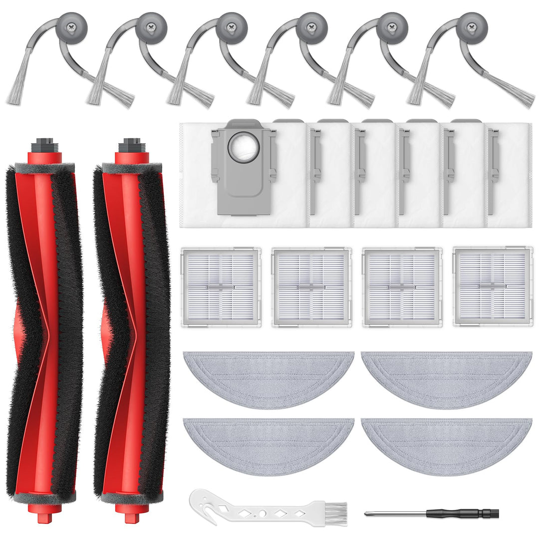 24 Stück Zubehör Ersatzteile für Roborock Q10 S5+/Q10 S5 Saugroboter, 2 Rollenbürste, 4 HEPA-Filter,