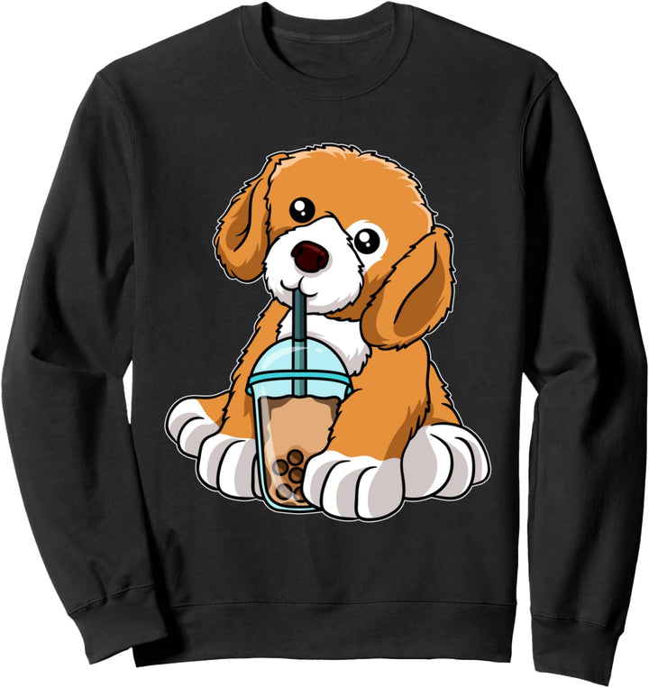 Kawaii Bubble Tea Hund Lustiger Boba-Tee Süsser Hund Sweatshirt