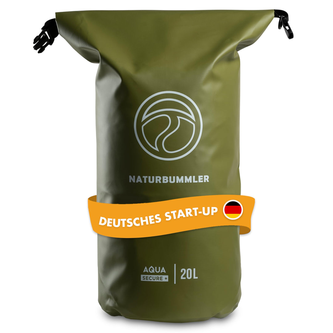 NATURBUMMLER Dry Bag 20L [Aqua Secure+] 100% wasserdichte Tasche mit Schultergurt & Rucksackfunktion