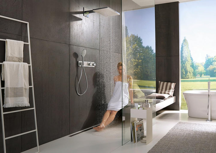 hansgrohe Rainmaker Select 460 Duschkopf, Kopfbrause mit 2 Strahlarten, Weiss/Chrom Wandanschluss 2