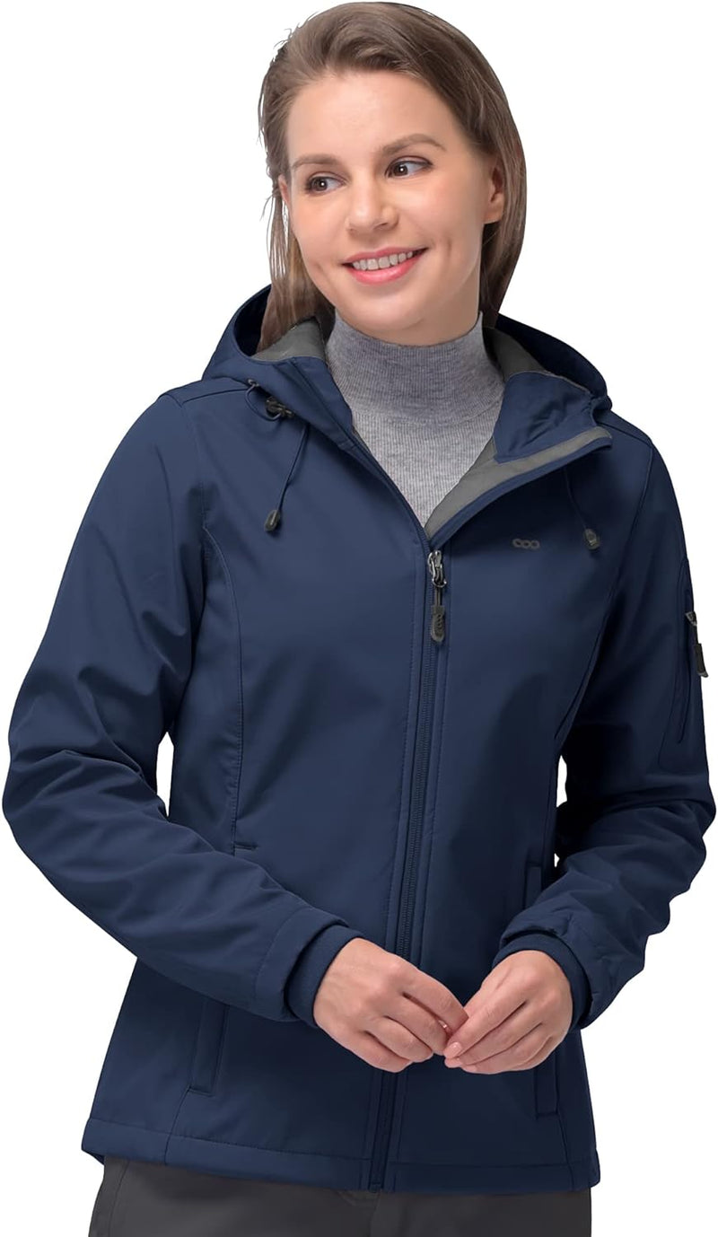 33,000ft Softshelljacke Damen Wasserdichte Atmungsaktive Warme Winterjacke Fleece Übergangsjacke Win