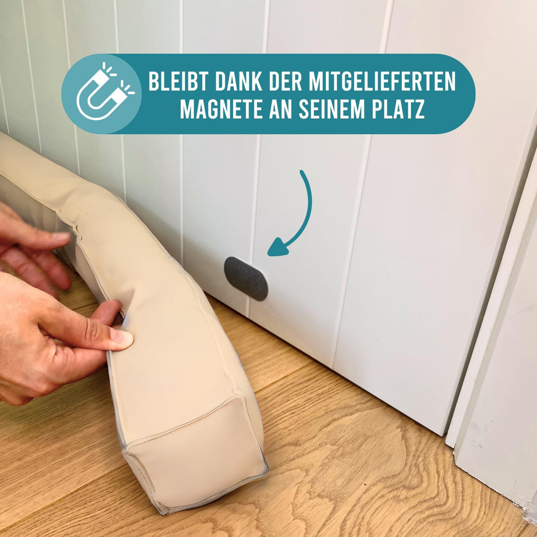Rori Magnetischer Zugluftstopper für Türen 90cm - Zugluftstopper Teddy - Türdichtung Beige - Zugstop