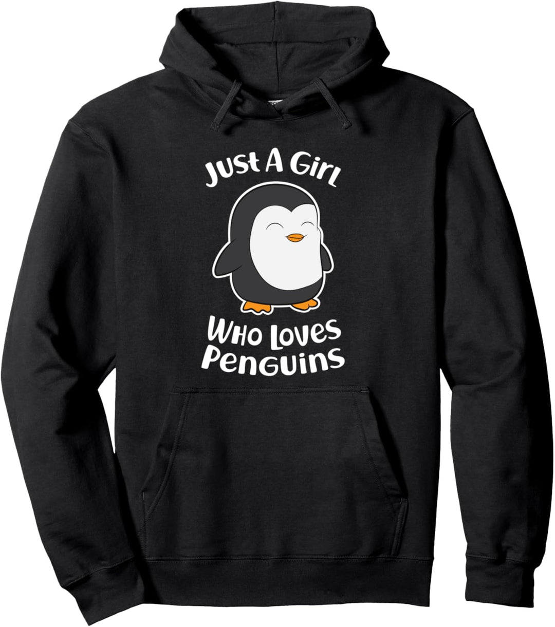 Just A Girl Who Loves Penguins Cute Pinguin Girl Pullover Hoodie