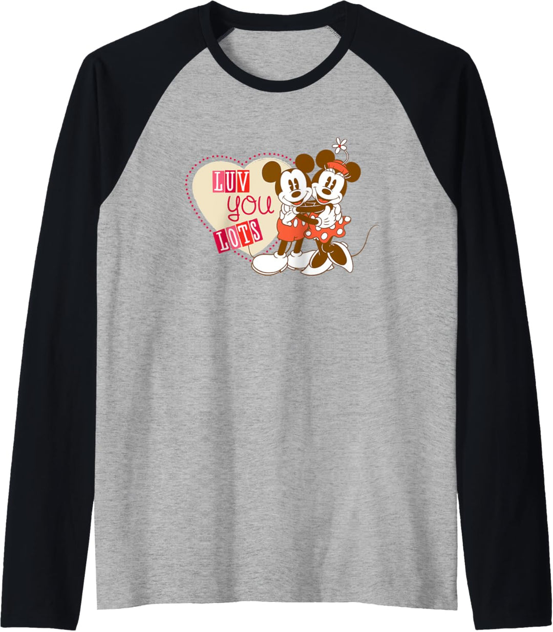 Disney Mickey Mouse & Minnie Vintage Valentine's Day Luv You Raglan