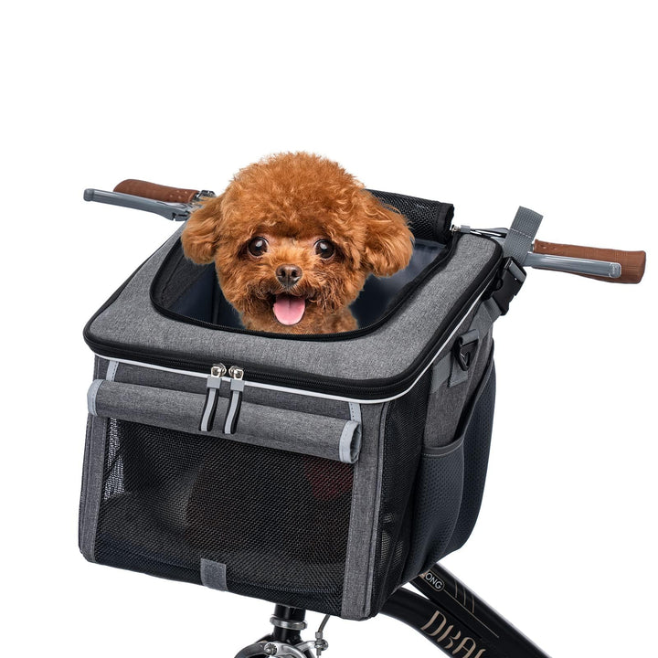 Hundefahrradkorb, erweiterbarer weicher Haustier-Tragerucksack mit 4-offenen Türen, 4-Mesh-Fenster f