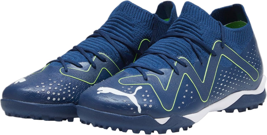 PUMA Unisex Kinder Future Match Tt + Mid Jr Fussballschuh 35.5 EU Persisches Blau Puma Weiss Pro Grü