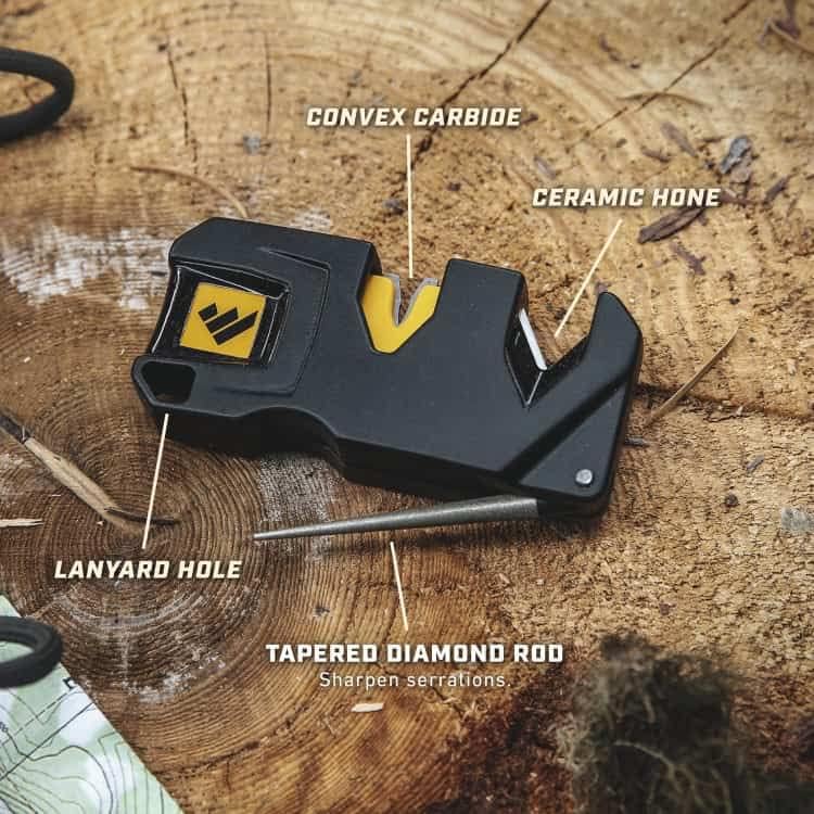 WORK SHARP® Pivot Plus Knife Sharpener - kleiner Outdoor V Messer-Schärfer für Taschen-Messer - 3 in
