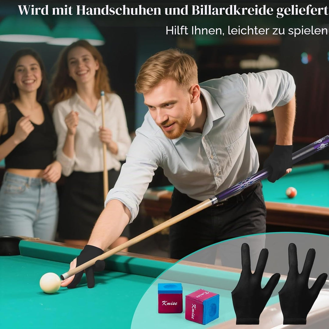 Kmise Pool-Queue-Set – 147 cm Langer Queue, professioneller Billardqueue aus kanadischem Ahorn, für