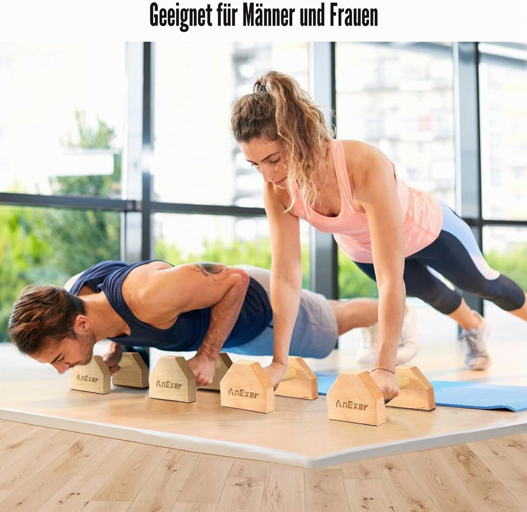 Liegestützgriffe Holz Parallettes Handstand Griffe für Calisthenics, Rutschfeste Push up Bars Joint-