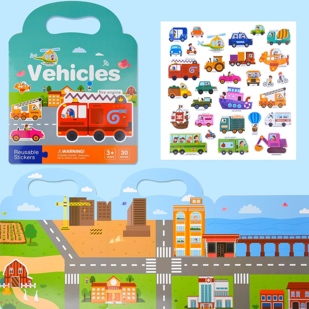 ASTARON 5 Stück Stickerbuch für Kleinkinder, Wiederverwendbare Stickerbücher, Flugzeugaktivitäten, R