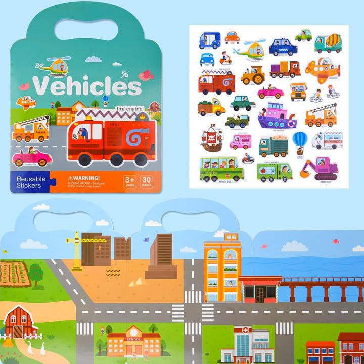 ASTARON 5 Stück Stickerbuch für Kleinkinder, Wiederverwendbare Stickerbücher, Flugzeugaktivitäten, R