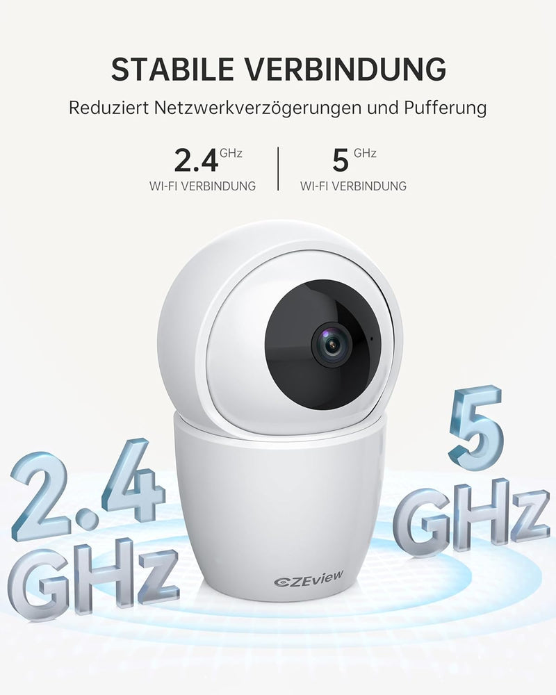 CZEview 3K 5MP Überwachungskamera Innen, 2,4/5Ghz Dual-Band WLAN Kamera Überwachung Innen, Hundekame