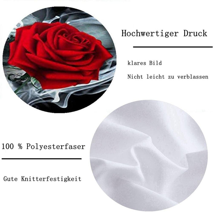 AOXHFNV Rose Bettbezug Set 3D Rot Rose Bettwäsche Set Mädchen Kreative Rose Bettwäsche Set 3 Teilig