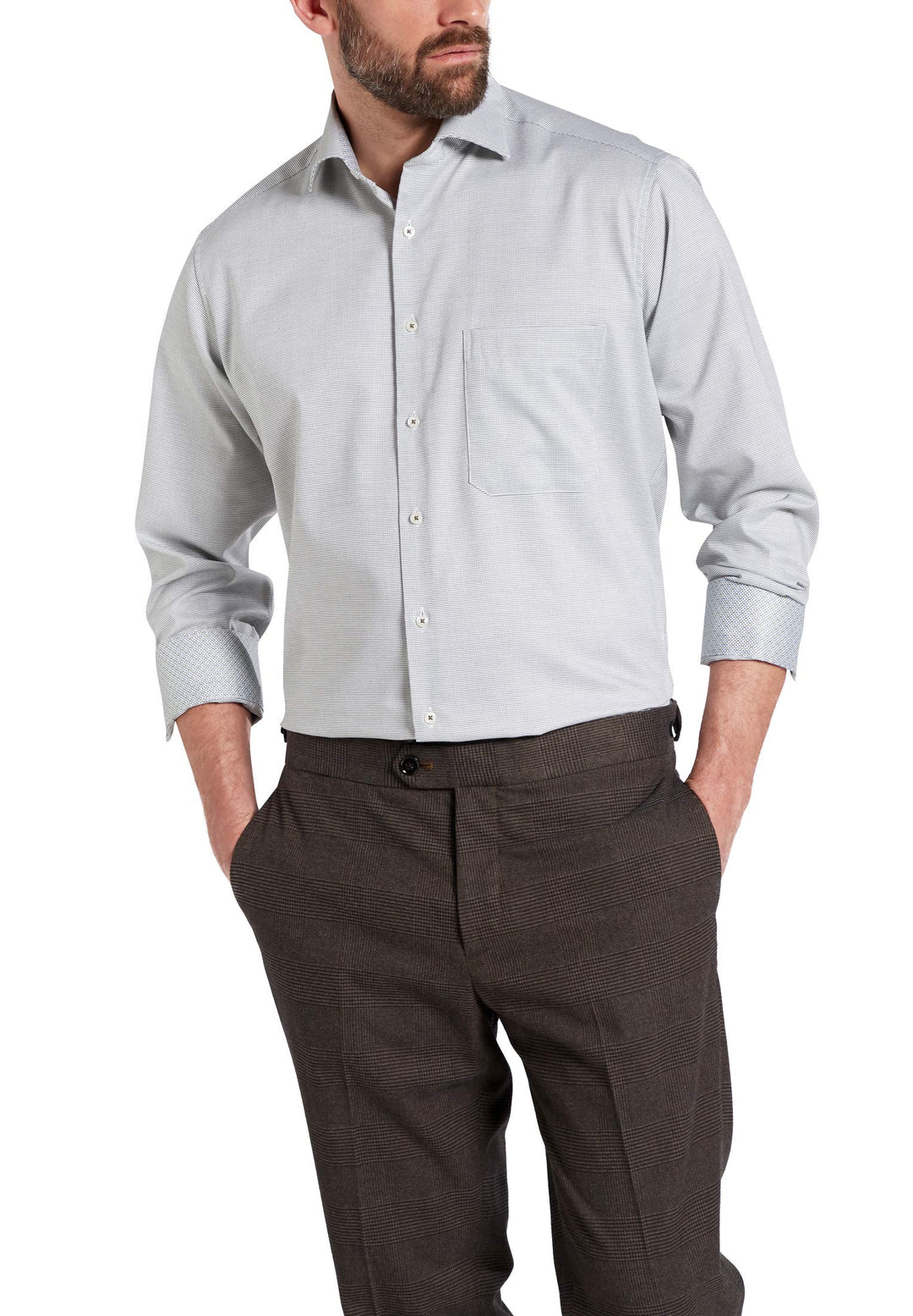 eterna Langarm Hemd Comfort Fit Natté strukturiert