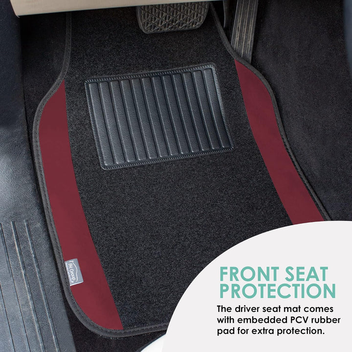 FH Group F14407 Burgunder Universal Fit Premium Teppich Burgunderrot Auto-Fussmatten passend für die