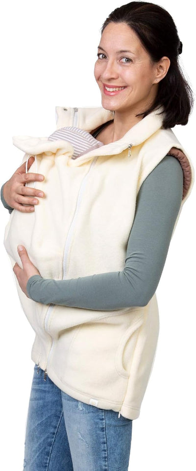 Viva la Mama - Trageweste aus Fleece, Winter Zusatzweste für Tragejacken - RERIK L elfenbein - vorn