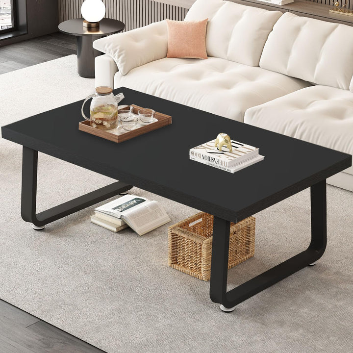 HSH Couchtisch, Wohnzimmertisch Tisch mit Metallgestell, Kaffeetisch für Wohnzimmer, Teetisch aus Ho