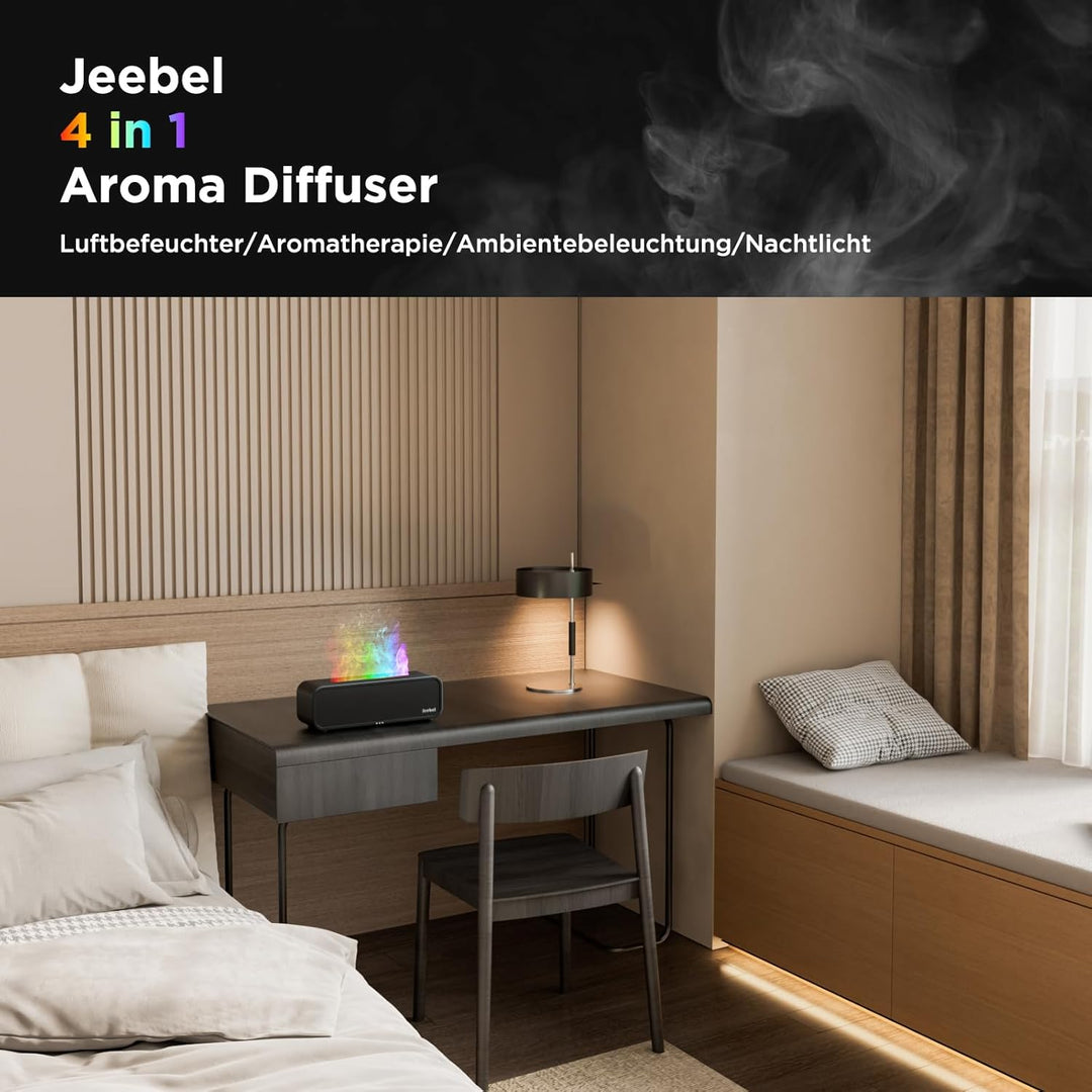 Aroma Diffuser für Ätherische Öle - Rhythmus Erkennung Aromatherapie Diffusor mit RGB Flamme Variati