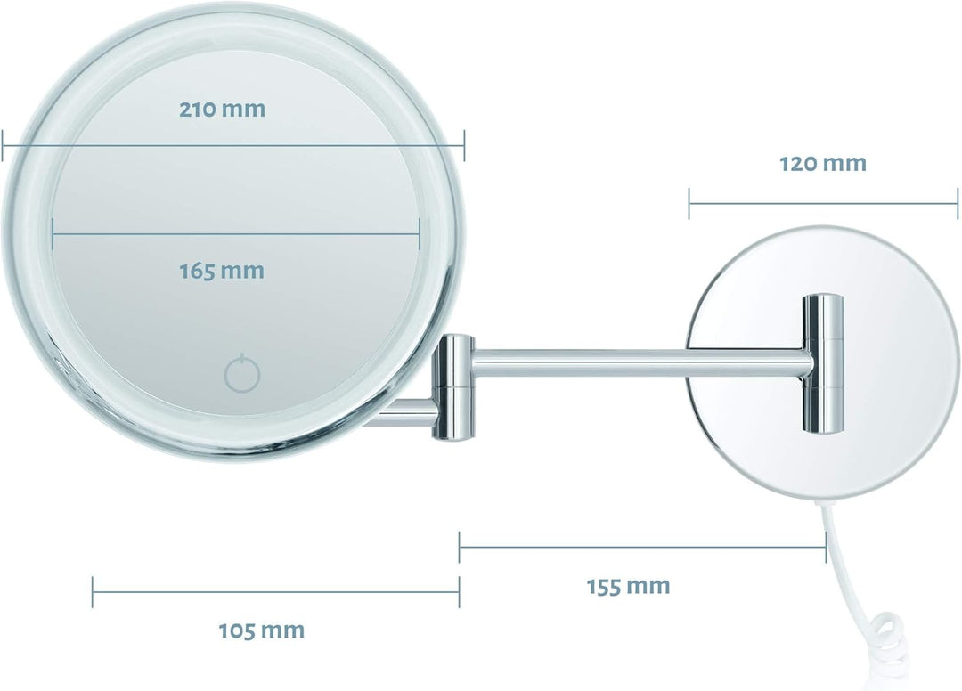 Libaro LED Kosmetikspiegel Siena Vergrösserungsspiegel 7 Fach Wandmontage Dimmerfunktion Auto-Off (m