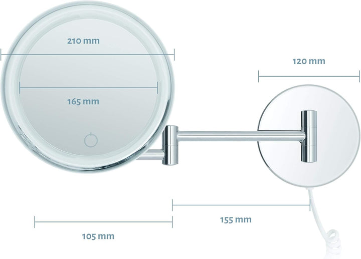Libaro LED Kosmetikspiegel Siena Vergrösserungsspiegel 7 Fach Wandmontage Dimmerfunktion Auto-Off (m
