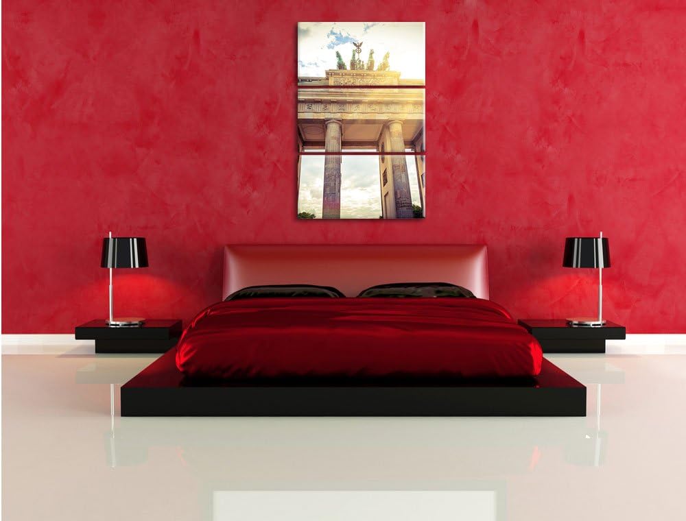 Pixxprint Brandenburger Tor Berlin als Leinwandbild/Grösse: 3 Teilig (120x80 cm) cm/Wandbild/Kunstdr