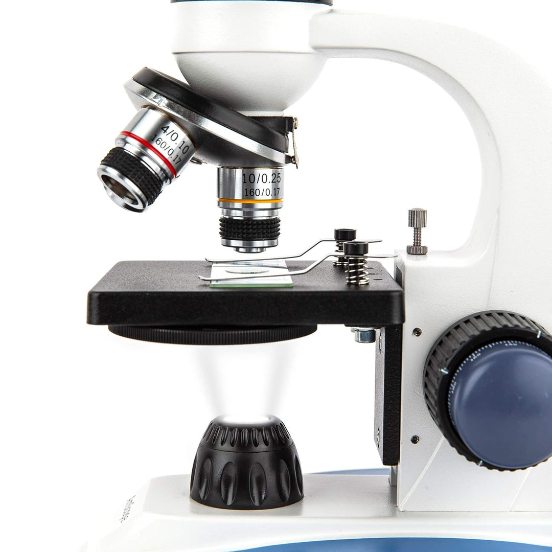 AmScope M158C Schnurloses LED-Studenten Mikroskop mit Metallrahmen, Glaslinsen und Grob- und Feinfok