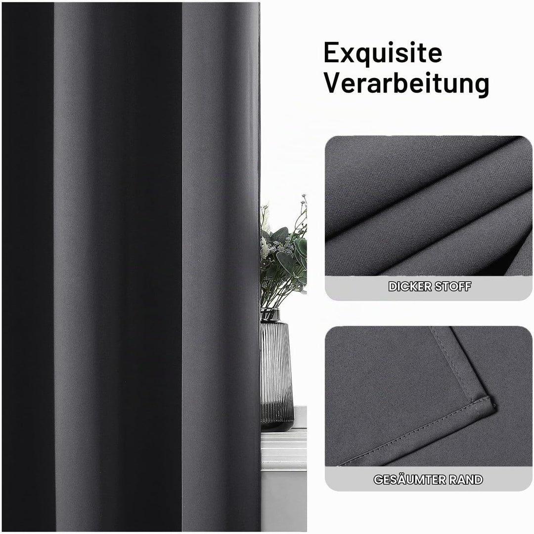 CUCRAF Ösen Kurze Vorhänge Fensterbehandlung Verdunkelungsvorhänge Raumdekoration - H137 x B117cm He