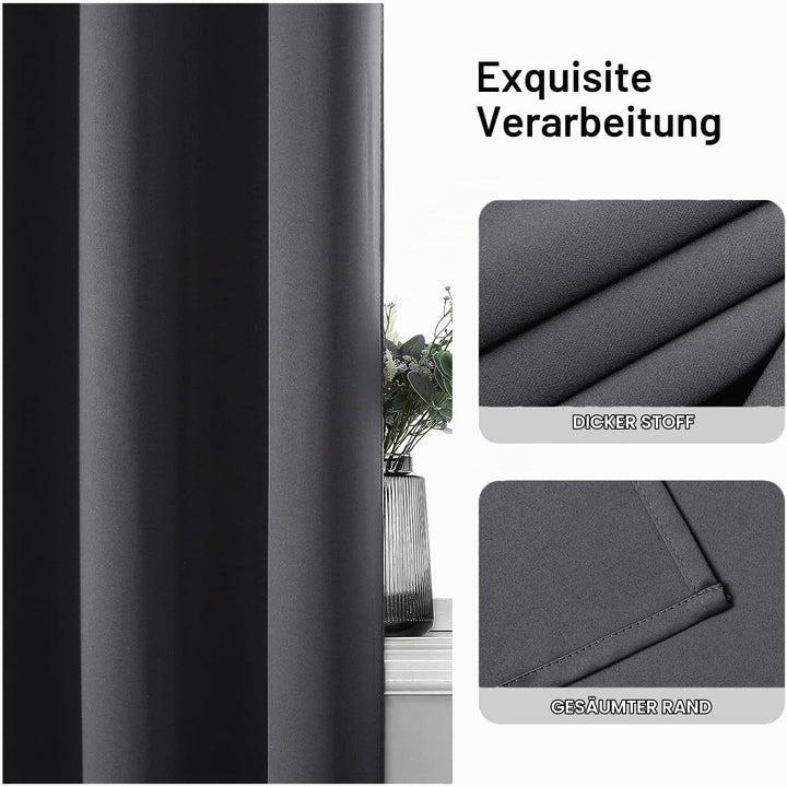 CUCRAF Ösen Kurze Vorhänge Fensterbehandlung Verdunkelungsvorhänge Raumdekoration - H137 x B117cm He