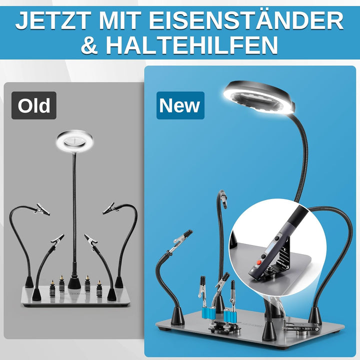 SainSmart PCB Soldering Helping Holder, 6 flexible helfende Hände, 5-fache Vergrösserungslampe mit 5