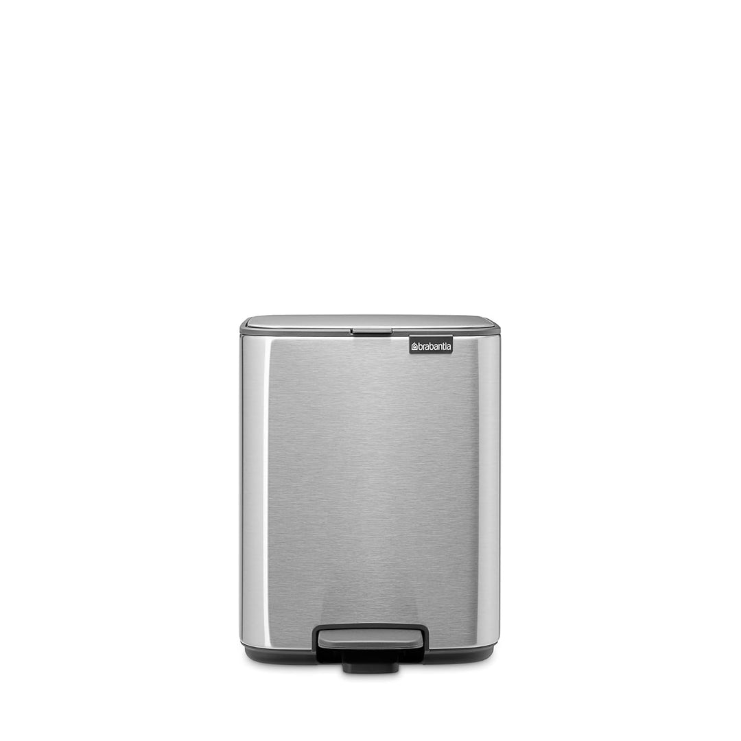 Brabantia Bo Treteimer 7 L (mattstahl), platzsparender Mini Mülleimer mit Soft-Close-Funktion und le