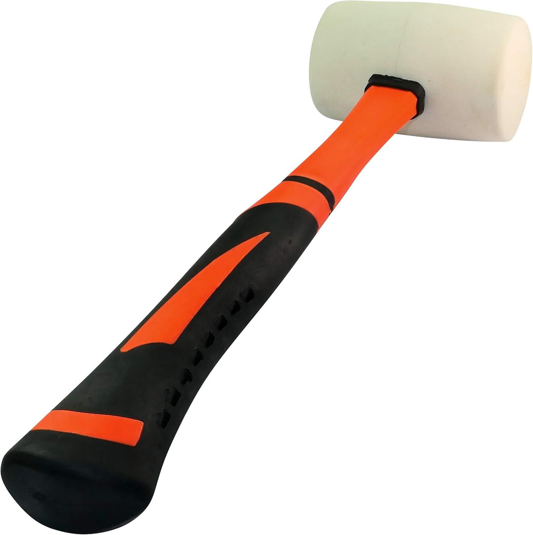 AERZETIX - C46078 - Hammer/Holzhammer/Gummikopfhammer Weiss - TPR Griff Orange - 375mm 900gr - Werkz