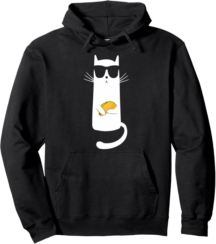 Lustige Katze mit Sonnenbrille mit Taco Pullover Hoodie