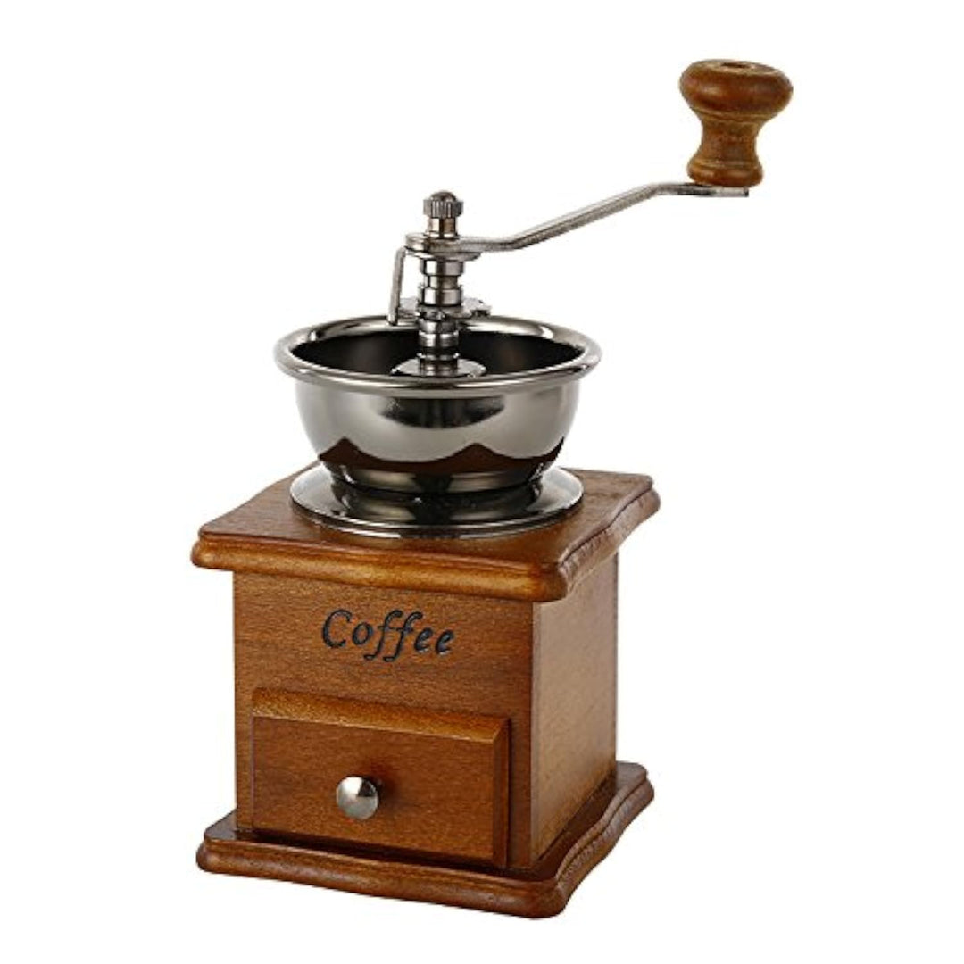 Manuelle Kaffeemühle, Kaffeebohnenmühle Handmühle Retro Stil Gusseisen Handkurbel Holzschublade Bohn