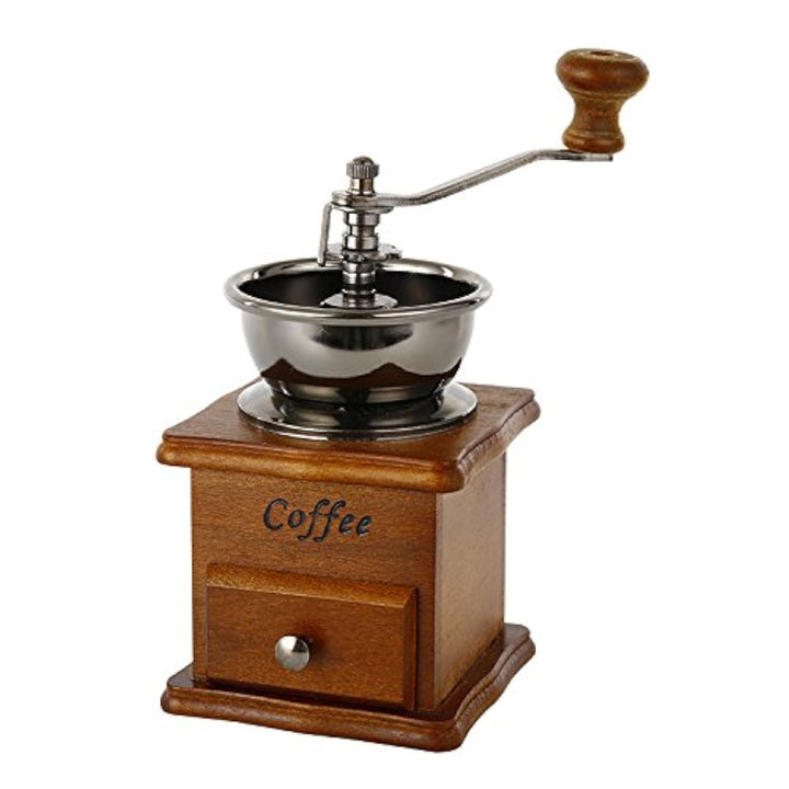 Manuelle Kaffeemühle, Kaffeebohnenmühle Handmühle Retro Stil Gusseisen Handkurbel Holzschublade Bohn